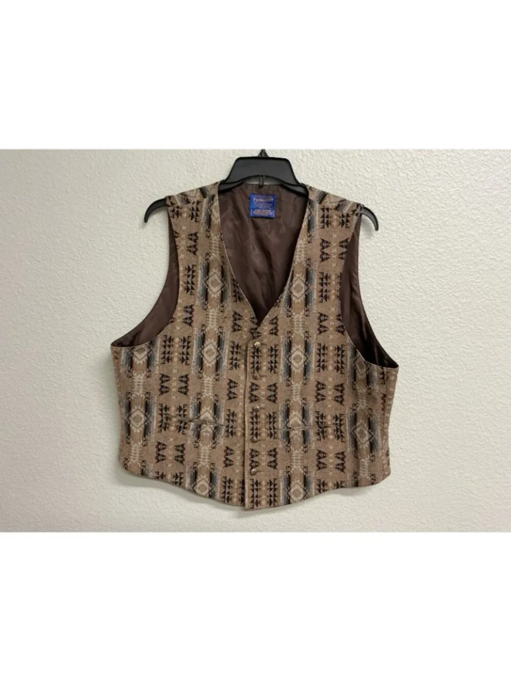 VTG Pendleton High Grade Western Wear Vest Southwestern Aztec Wool Sz XXL Lined